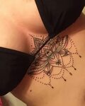 Women Tattoo - Lotus flower sternum tattoo - TattooViral.com
