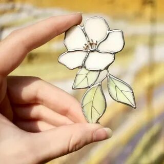 Stained Glass Brooch Eglantine Sweetbriar Rose Beautiful Ets