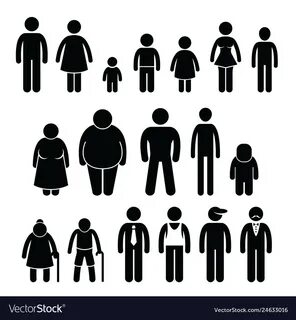 People character man woman children age size Vector Image
