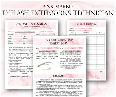 Pink Eyelash Extension Client Forms, Printable Client Inform
