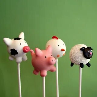 12 Farm Animal Cake Pops Cow Pig Chicken Sheep by SweetWhims