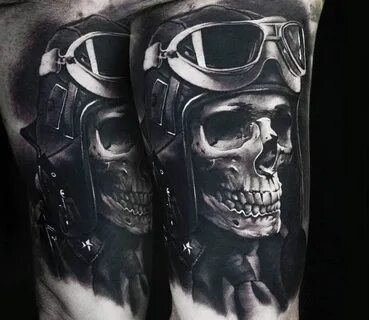 Pilot Skull tattoo by Sergey Butenko Post 19735 Pilot tattoo