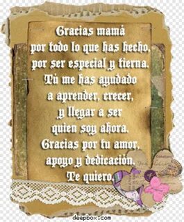 Gracias - Poem For Mom In Spanish, Transparent Png - 316x381