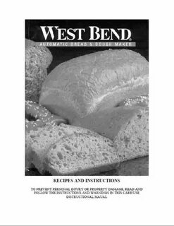West Bend Bread Machine Manual 41075d, 41080z, 41085z, 41086