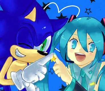 SEGA blue stars Sonic, Hatsune miku, Anime crossover