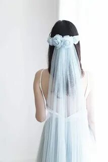 Blue Wedding Veil Flower Crown Veil Bohemian Veil Custom Ets