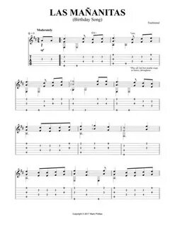 Free sheet music Las Mañanitas for Guitar solo (with tabs) (