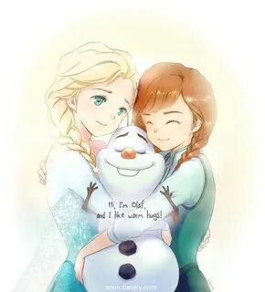 Frozen- Elsa, Anna and Happy Olaf Disney frozen elsa art, El