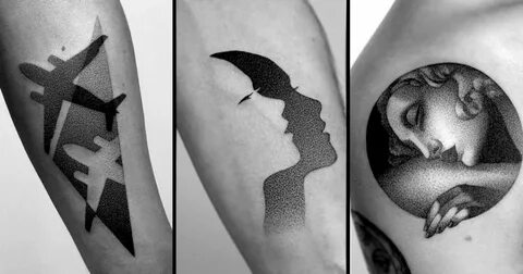 The Geometric Art of Dotyk Negative space tattoo, Tattoos, B