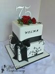 Black, white & red themed 75th birthday cake Willi Probst Ba