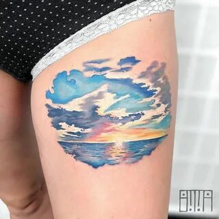 Watercolor sunset over the ocean 🌊 ✖ ️✖ ️✖ ️✖ ️✖ ️✖ ️✖ ️✖ #tattoo #