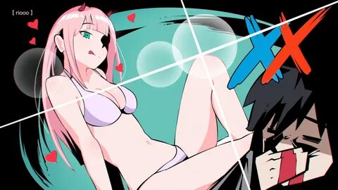 bikini black darling in the franxx green eyes heart hiro (da