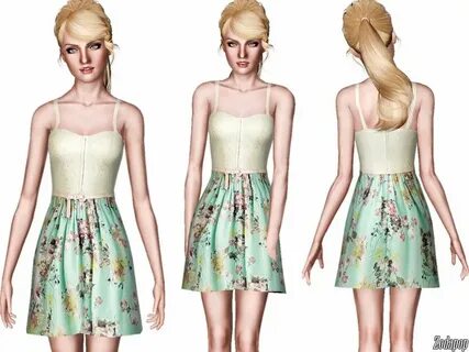 zodapop's Crochet and Floral Twofer Dress Sims 3 cc clothes,