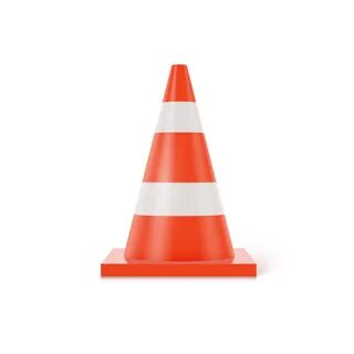 3d traffic cone with white and orange stripes on white backg