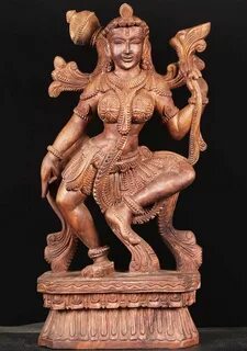 SOLD Wooden Statue of Dancing Devi 24" (#76w1cg): Hindu Gods