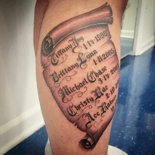 Tattooed birth scroll Tattoos for guys, Scroll tattoos, Tatt