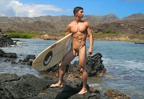 Hawaiian Nude Surfer Photograph by Douglas Simonson