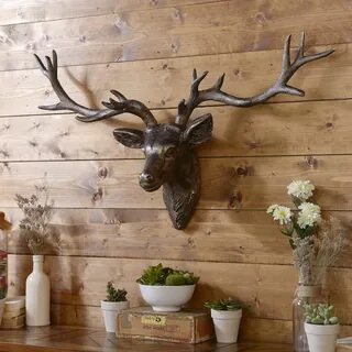 Bronze Deer Head Plaque Deer head decor, Cabin wall decor, S