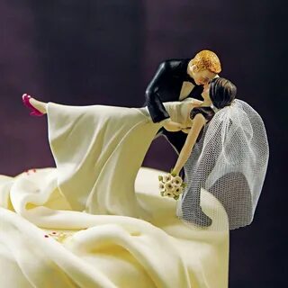 A Romantic Dip' Dancing Bride & Groom Wedding Cake Topper - 
