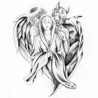 Angel devil tattoo drawing - Tattoos Book - 65.000 Tattoos D