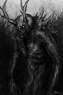Demon In Woods Arte de miedo, Dibujos de arte oscuro, Monste