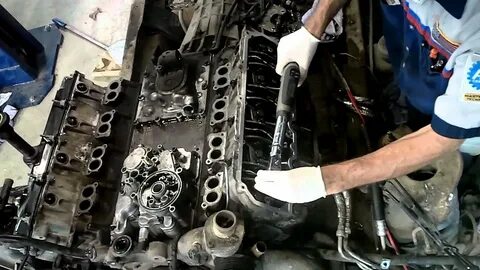 6.0 Liter Ford Powerstroke - LH Head Installation - YouTube