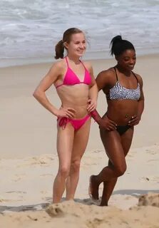 Aly Raisman, Simone Biles & Madison Kocian in Bikinis at a b