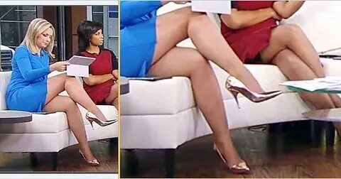 Sandra's hot leg cross in blue dress and silver heels. - Img