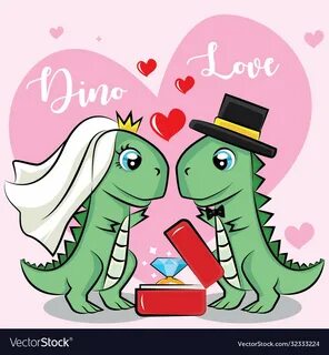 Dinosaur couple lover happy valentines day Vector Image