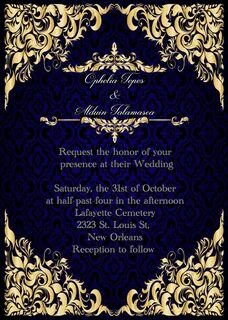 Elegante azul y oro de invitación de boda Ahorre la fecha Et