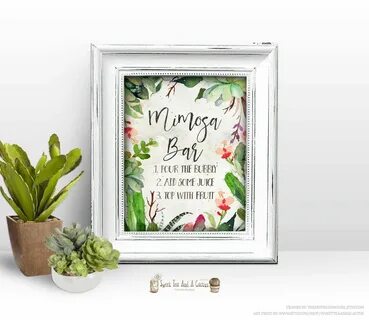 Cactus Mimosa Bar Printable Set Instant Download Sign and Ta