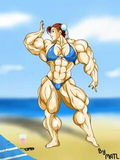 Chun-li at the beach Muscle girls, Fighter girl, Chun li