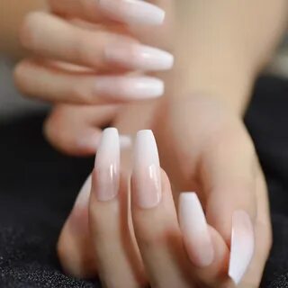 Ombre French Tip Extra Long Ballerina Shape False Press on N