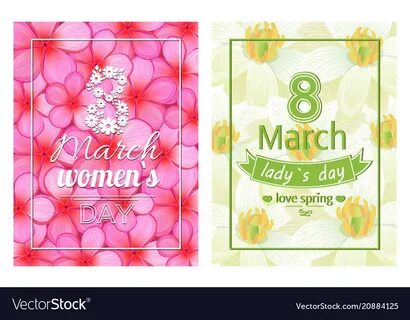 Ladies day love spring 8 march calligraphy print Vector Imag