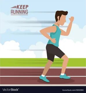 Colorful poster keep running with man athlete Vector Image