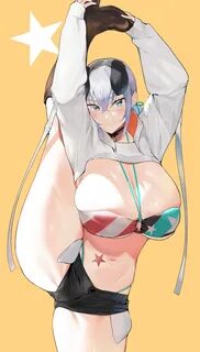 Safebooru - 1girl animal ears arms up bikini bikini top blac