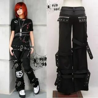 Unisex Black Alternative Goth Punk Emo Fashion Pants for Men