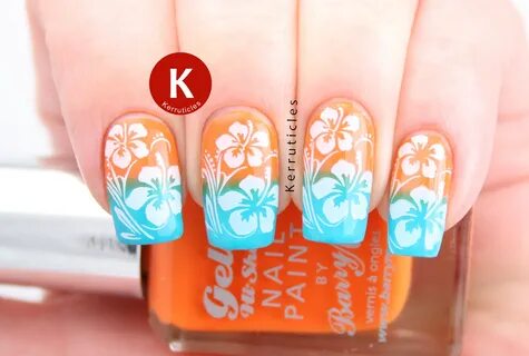moyou tropical plate stamping - Google Search Floral nail ar