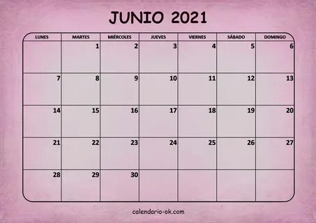 ▷ CALENDARIO (JUNIO 2021) para IMPRIMIR en PDF GRATIS ❤