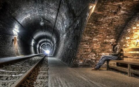 underground, Urban, Railway, Tunnel, Lights, Men, Bench, Wal