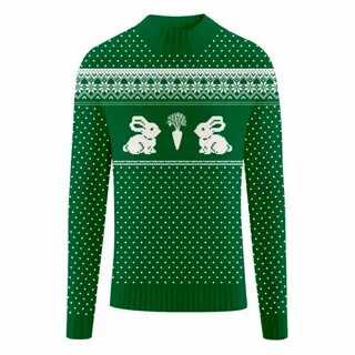 Купить Мужской зеленый свитер Зайцы и морковки по цене 3990 