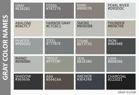 List of Colors with Color Names Grey color names, Grey colou