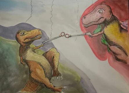 So I did a drawing study on a T-Rex toy. - Imgur Funny photo