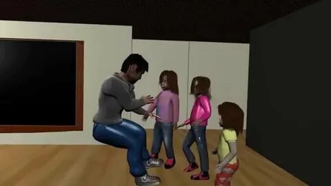 3 little girls and one intruder. 3d animation blender 3d - Y