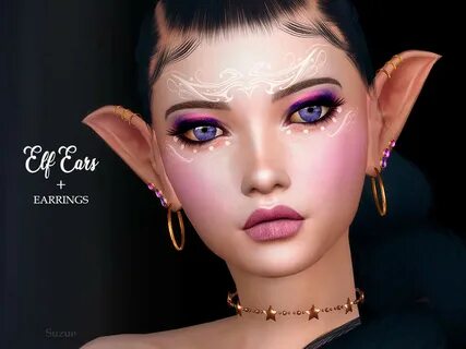 Elf Ears and Earrings by Suzue from TSR * Sims 4 Downloads