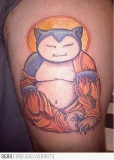 Just Buddha Snorlax tattoo - Funny Snorlax tattoo, Pokemon t