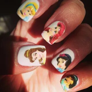 princess nails using temporary tattoos! Disney princess nail