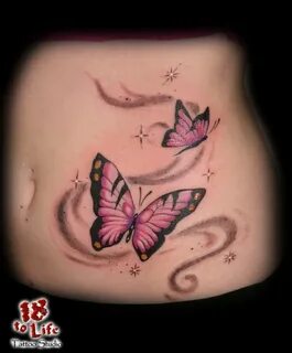 Beautiful Purple Butterfly Swirl Tattoo for Girls