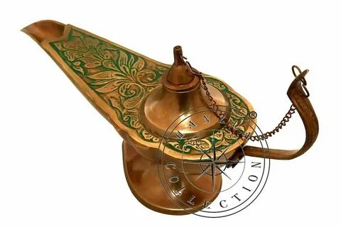 4''Patina Antique Brass Genie Oil Lamp Collectible Aladdin C