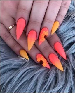 Дизайн острых ногтей оранжевые (73 фото)